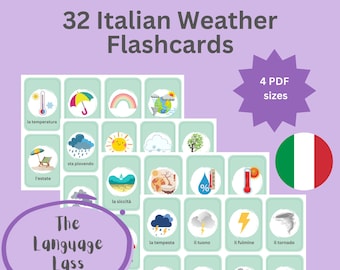 Italian Weather Flashcards | Vocabulary Learning (PDF)