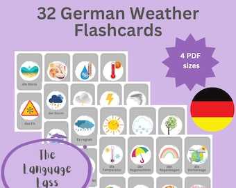 Tarjetas de vocabulario sobre el tiempo en alemán (PDF)