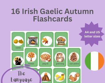 Irish Gaelic Autumn Flashcards | Language Learning (PDF)