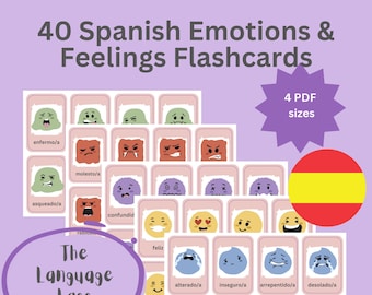 Spanish Emotion Flashcards: Vocabulary Learning (Digital Download)