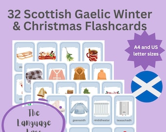 32 Scottish Gaelic Winter Christmas Flashcards (Printable PDF)