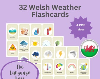32 Welsh Weather Flashcards | Welsh Flashcards | Dysgu Cymraeg