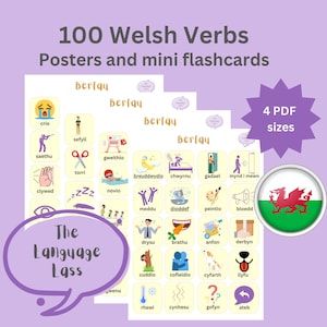 100 Welsh Verbs Flashcards | Learn Welsh Vocabulary | Printable Welsh Flashcards | Dysgu Cymraeg