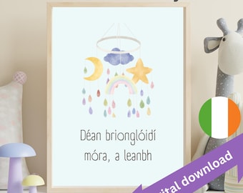 Irish Gaelic Nursery Print: 'Dream Big Little One' (Digital Download)