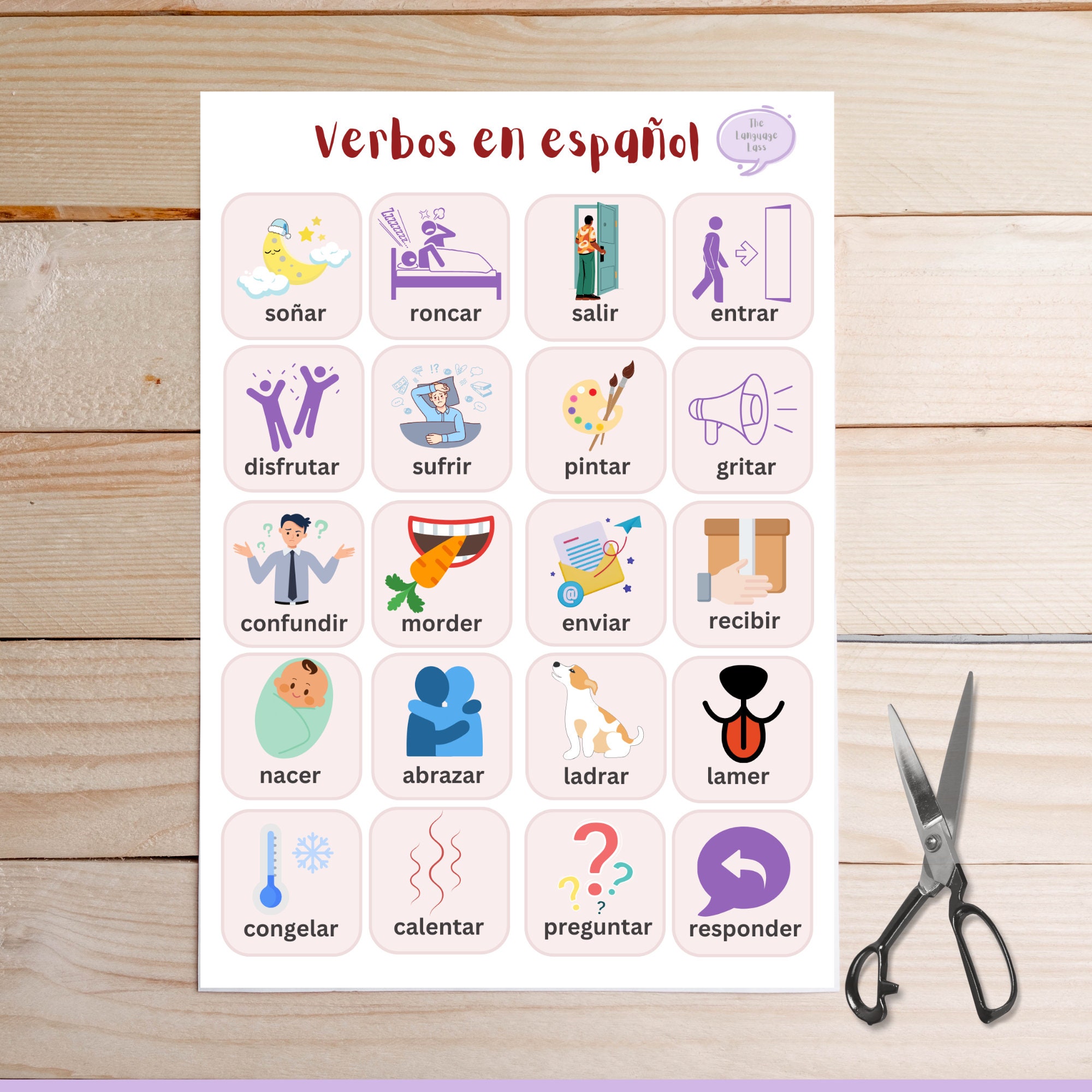 100-spanish-verbs-spanish-vocabulary-spanish-vocabulary-flashcards-etsy