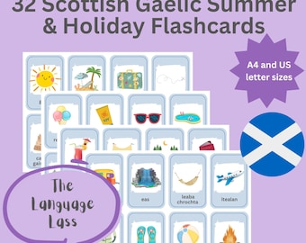 32 Summer Scottish Gaelic Flashcards: Vocabulary Learning (Digital Download)