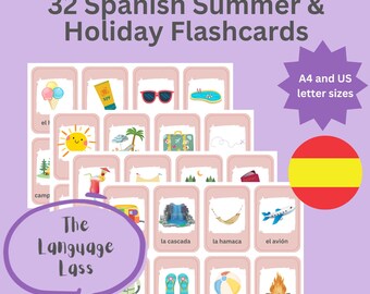 Spanish Summer Flashcards: Learn Vocabulary (Digital Download)