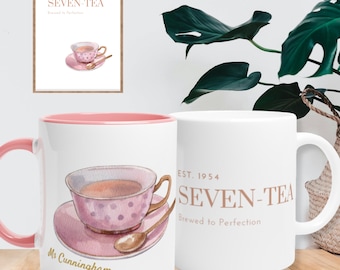 Funny SEVEN-TEA Birthday Tea Cup for 70th Birthday Gifted for SEVENTIETH Birthday Tea Cup for 70 Birthday Tea Pun Gift for 1975 Birthday Mug