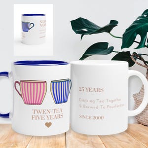 Personalised 25 Year Anniversary Gift Silver Couple Mug Set Anniversary Cup For Wife 25th Anniversary Keepsake Couple Gift 2000 Wedding Gift