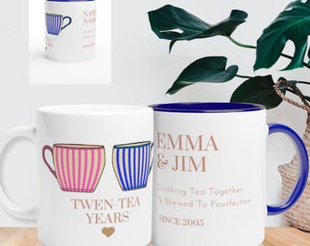 Personalised 20 Year China Anniversary 20th Couple Mug Set Idea Customizable Anniversary Cup For 20th Anniversary Gift for Parents Gift 2005