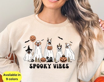 Halloween Dog Ghost Sweatshirt, Dog Ghost Crewneck, Halloween Dog Sweatshirt, Spooky Season Shirt, Halloween Sweater, Halloween Crew Tee