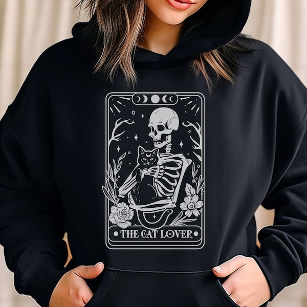 Cat Sweatshirt Hoodie Gift For Cat Lover, Tarot Card Cat Shirt, Cat Pullover, Cat Mom Gifts, Gifts For Black Cat Lovers