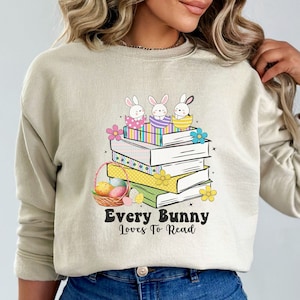 Bookish Easter Sweatshirt, Teacher Easter Shirt, Womens Easter Tshirt Gifts For Book Lovers, Happy Eater Teacher Shirt, Librarian Shirt