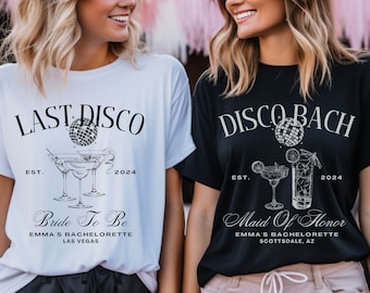 Personalized Disco Bachelorette Shirt, Custom Vegas Bachelorette Tshirt, Last Disco Bach T-shirt, Bridesmaid Gifts, Bridal Party Gifts
