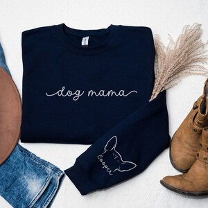 Dog Sweatshirt with Dog Ear and Name on sleeve, Custom Dog Ears Sweatshirt, Personalized Dog Lover Gift, Personalized Dog Ears, Custom Dog