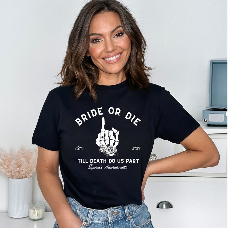 Bride Or Die Till Death Do Us Part Bachelorette Shirt, Ride Or Die Braidesmaid Tshirt, Bride Shirt, Funny Holloween Bride Tee, Goth Bach Tee