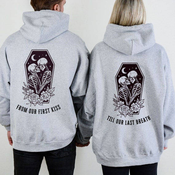 Matching Couple Shirt, Anniversary Gift For Wife, Honeymoon Shirt, Skeleton Newlywed Sweatshirt, Couple Skeleton Hoodie, Valentines Day Gift