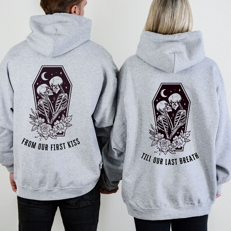 Matching Couple Shirt, Anniversary Gift For Wife, Honeymoon Shirt, Skeleton Newlywed Sweatshirt, Couple Skeleton Hoodie, Unique Wedding Gift, Couple Valentines Shirt, Valentines Day Gift