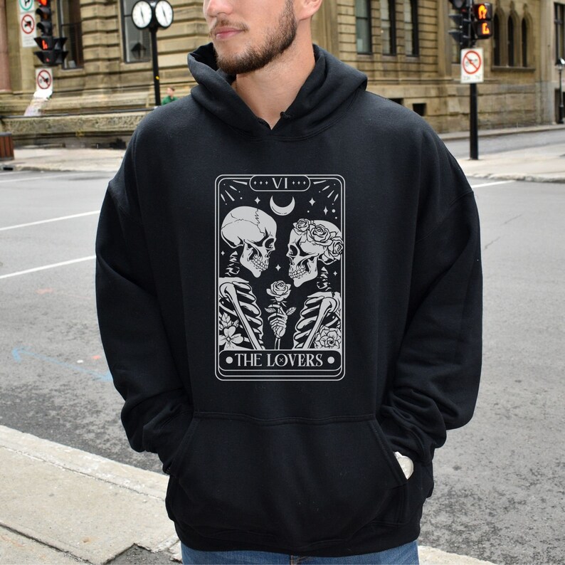 The Lovers Tarot Sweatshirt Engagement Gift, Matching Couple Shirt, Honeymoon Shirt, Tarot Sweatshirt Newlywed Shirt, Couple Skeleton Hoodie, Birthday Gift For Wife, Birthday Gift For Girlfriend, Wedding Gift for Couple, Anniversary Sweatshirt