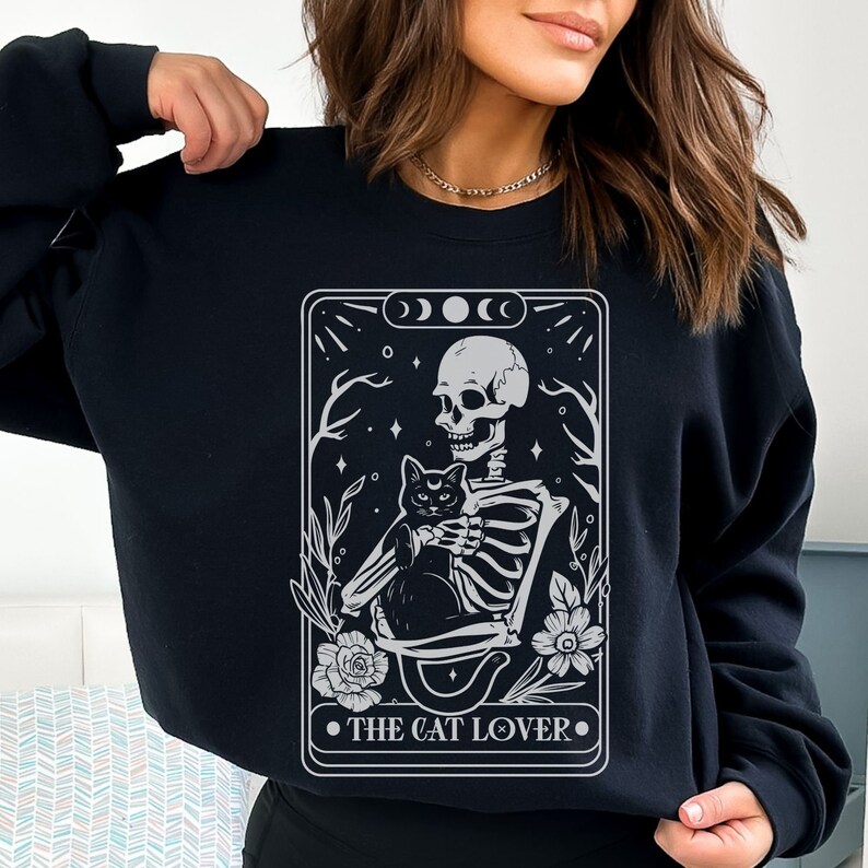 Cat Sweatshirts Christmas Gift For Cat Lover, Cat Lover Gift, Tarot Card Cat Shirt, Cat Pullover, Cat Mom Gifts, Cat Lovers Hoodie, Black Cat Gifts Adult Clothing, Cat Lovers Adult Clothing, Cat Lovers Shit, Gifts For Black Cat Lovers