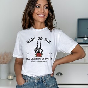 Bride Or Die Till Death Do Us Part Bachelorette Shirt, Ride Or Die Braidesmaid Tshirt, Bride Shirt, Funny Holloween Bride Tee, Goth Bach Tee