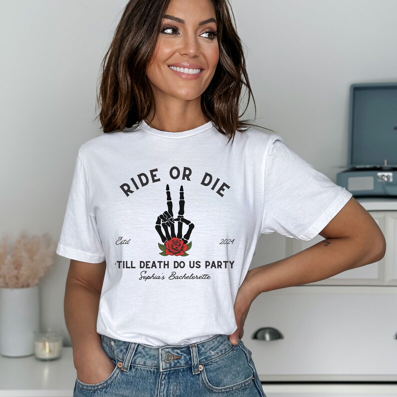 Bride Or Die Till Death Do Us Part Bachelorette Shirt, Ride Or Die Braidesmaid Tshirt, Bride Shirt, Funny Holloween Bride Tee, Goth Bach Tee