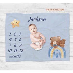 Custom Baby Milestone Blanket, Baby Shower Gift, Baby Keepsake Gift, Monthly Blanket, Granddaughter Gift, Personalized Birth Announcement