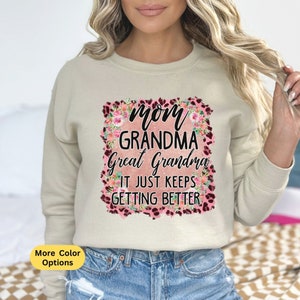Mom Grandma Great Grandma Sweatshirt Great Grandma Gift, Great Grandma Sweatshirt Pregnancy Announcement, Gift For Great Grandma