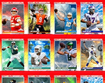 Hot Gun NFL Quarterback Custom ACEO Trading Cards - 12 Card Set Mahomes Herbert Allen Tagovailoa Rodgers Hurts Burrow Lawrence Love Stroud
