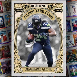 Marshawn Lynch 10.000 Yard Club Custom Trading Card - BEAST MODE Bills Seahawks Raiders Running Back