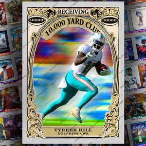 Tyreek Hill 10.000 Yard Club Custom Sammelkarte - Zukünftige Hall der Fame der Delphine