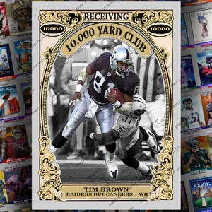 Carte à collectionner personnalisée 10 000 verges Tim Brown - Grand récepteur Oakland Los Angeles Raiders Hall of Fame