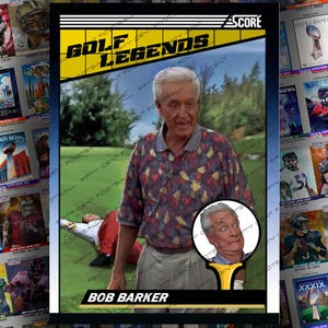 Bob Barker Happy Gilmore Golf Legends Cartão de troca personalizado. Adam Sandler, Shooter McGavin, Chubbs Peterson