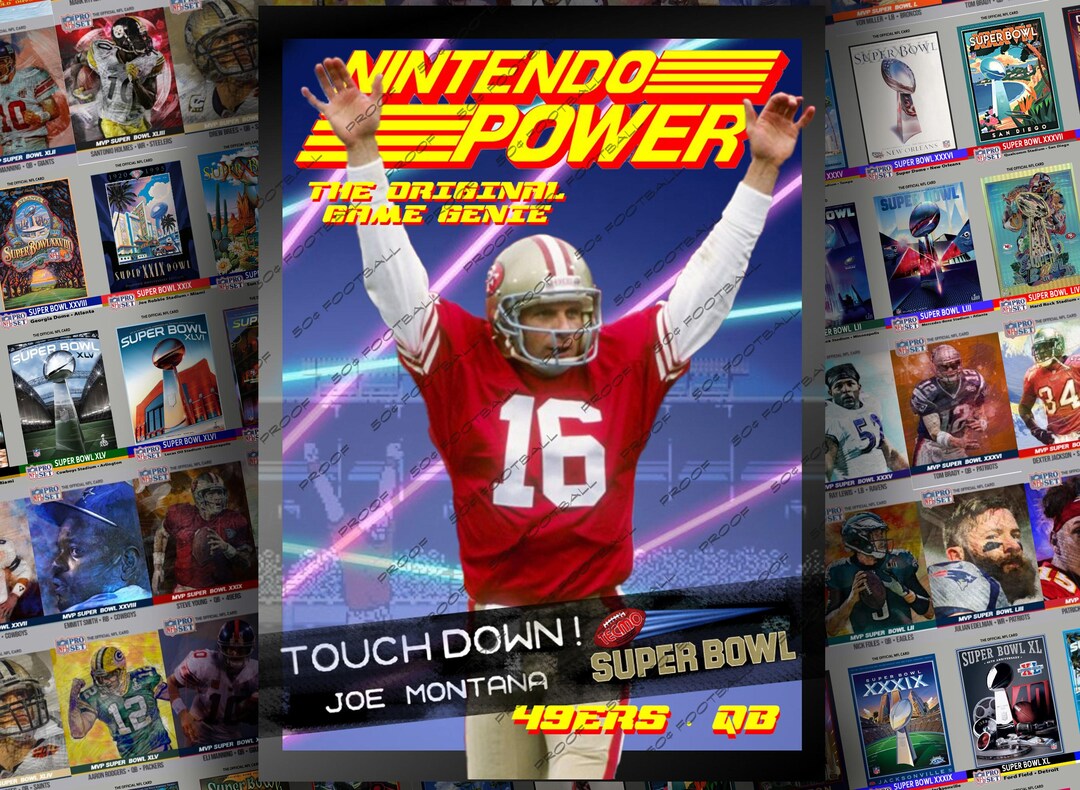 Joe Montana Tecmo Super Bowl Trading Card: 49ers, Chiefs, Notre