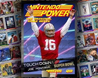 Joe Montana Tecmo Super Bowl Trading Card: 49ers, Chiefs, Notre Dame