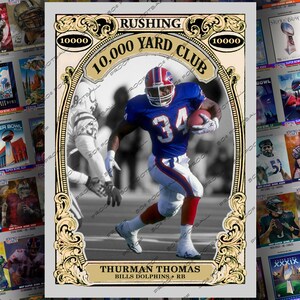 Thurman Thomas 10.000 Yard Club Custom Sammelkarte - Bills Delfine Oklahoma State Cowboys Hall of Fame Walking Back