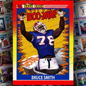 Brucy Smith Boo-Yah! QB Sack Pack Kundenspezifische Sammelkarte - Sack King Bills Washington