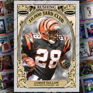 Corey Dillon 10.000 Yard Club aangepaste ruilkaart - Bengals Patriots Running Back