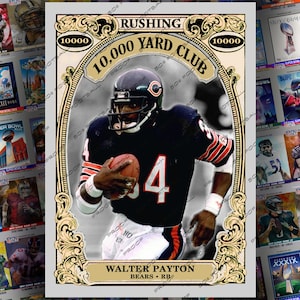 Walter Payton 10.000 Yard Club Cartão de troca personalizado - Chicago Bears Hall of Fame Running Back 1985 Campeão do Super Bowl Bears
