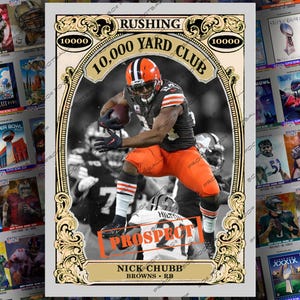 Carte à collectionner personnalisée 10 000 Yard Club Prospect Nick Chubb - Porteur des Cleveland Browns