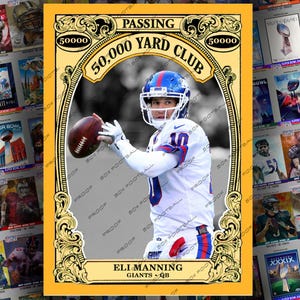 Carte à collectionner personnalisée Eli Manning 50 000 Yard Club - Quarterback Ole Miss Hall of Fame des Giants de New York