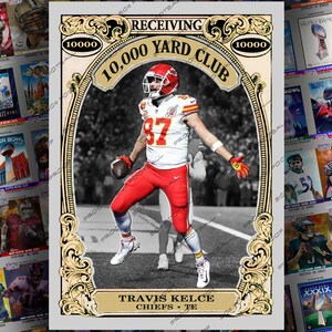 Carte à collectionner personnalisée Travis Kelce 10 000 Yard Club - Petit ami de Taylor Swift, futur Temple de la renommée des Chiefs (Désolé...)