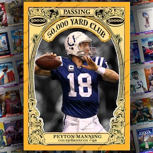 Carte à collectionner personnalisée Peyton Manning 50 000 Yard Club - Quarterback Panthéon des Colts Broncos Tennessee Volunteers