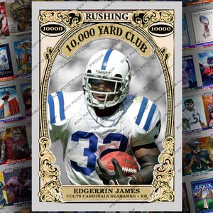 Carte à collectionner personnalisée Edgerrin James Club des 10 000 verges Colts Cardinals Seahawks Panthéon demi offensif