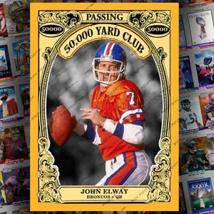Carte à collectionner personnalisée 50 000 Yard Club John Elway - Quarterback du Temple de la renommée des Broncos de Stanford Denver