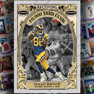 Carte à collectionner personnalisée Isaac Bruce 10 000 Yard Club - St. Louis Rams 49ers Wide Receiver