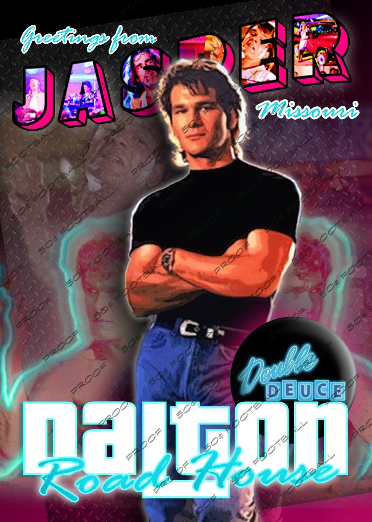 Quadro Incorniciato A4 Patrick Swayze Roadhouse - Stampa Con Autografo Finto, Regalo Per Appassionati Di Film, 33x24.5 Cm