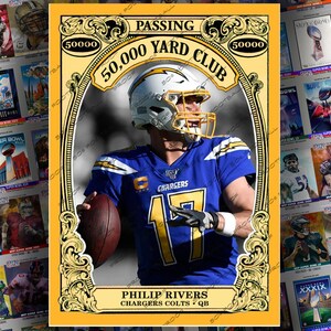 Carte à collectionner personnalisée 50 000 Yard Club Philip Rivers - Quarterback des Chargers et des Colts