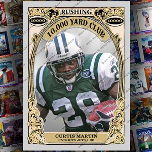 Curtis Martin 10.000 Yard Club aangepaste ruilkaart - New York Jets New England Patriots Running Back Geweldige voetbalfan Kerstmis