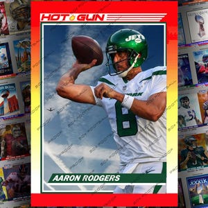 Carte à collectionner personnalisée Aaron Rodgers New York Jets et Green Bay Packers Quarterback HOT GUN